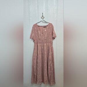 NWT 3X Simplee Plus Elegant Pink Lace Dress